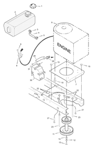 Engine Mount Diagram and Parts List for 40560X50D 2001 Briggs and Stratton Lawn Tractor